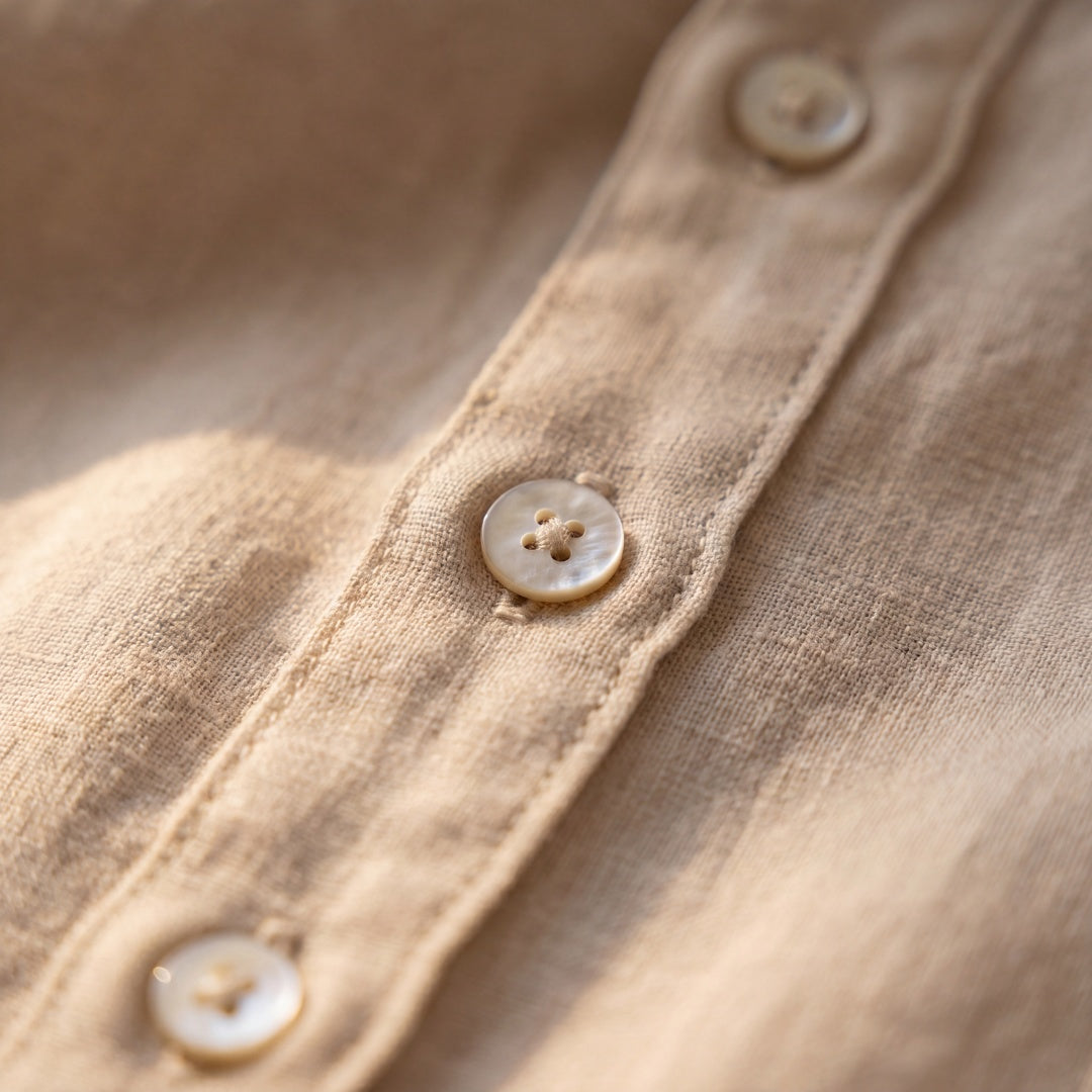 Bolsillo Lino | Camisa de Lino Hombre Manga Larga Bolsillo