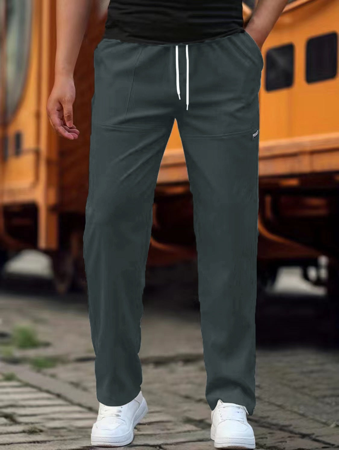 Pantalón de Chándal Corte Recto Cintura Elástica para Hombre