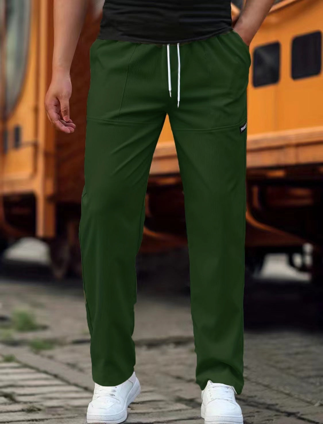 Pantalón de Chándal Corte Recto Cintura Elástica para Hombre