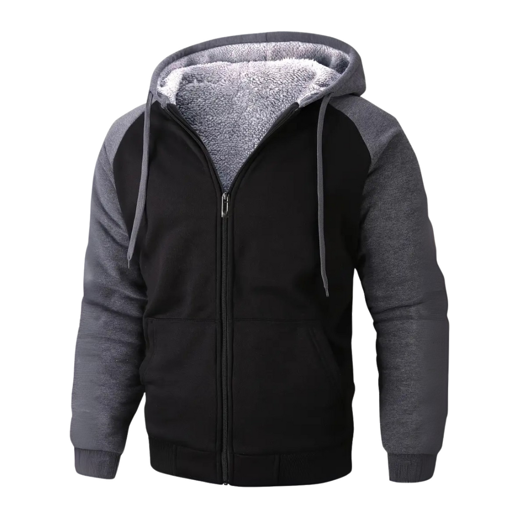 Sudadera con Cremallera y Forro Sherpa con Capucha para Hombre