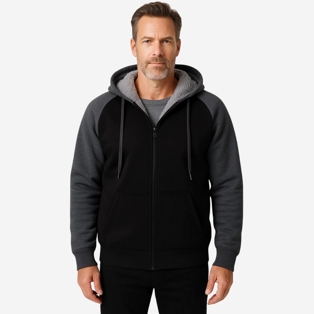 Sudadera con Cremallera y Forro Sherpa con Capucha para Hombre