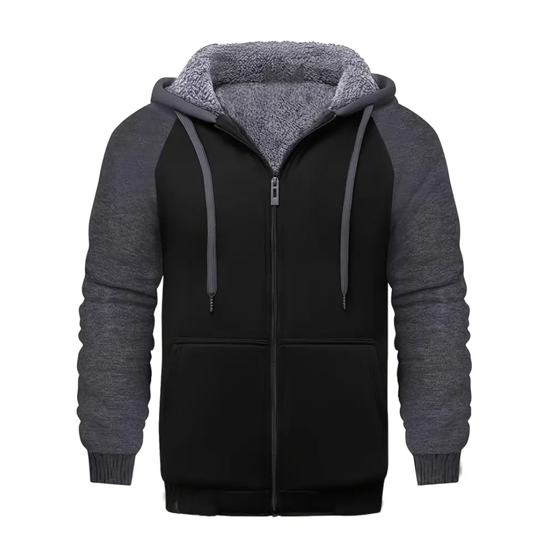 Sudadera con Cremallera y Forro Sherpa con Capucha para Hombre