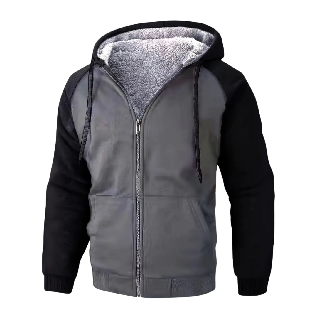 Sudadera con Cremallera y Forro Sherpa con Capucha para Hombre