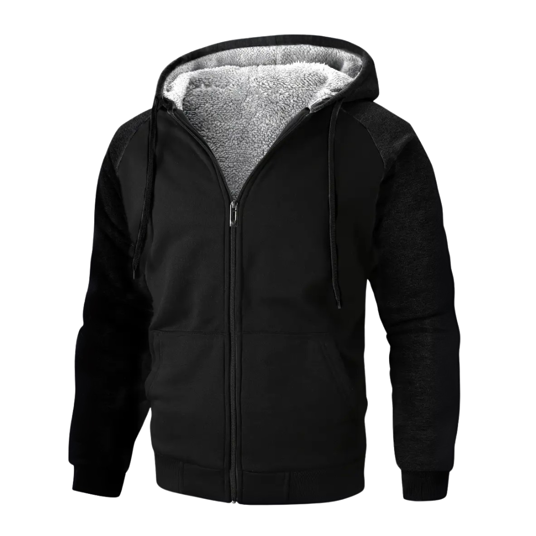 Sudadera con Cremallera y Forro Sherpa con Capucha para Hombre