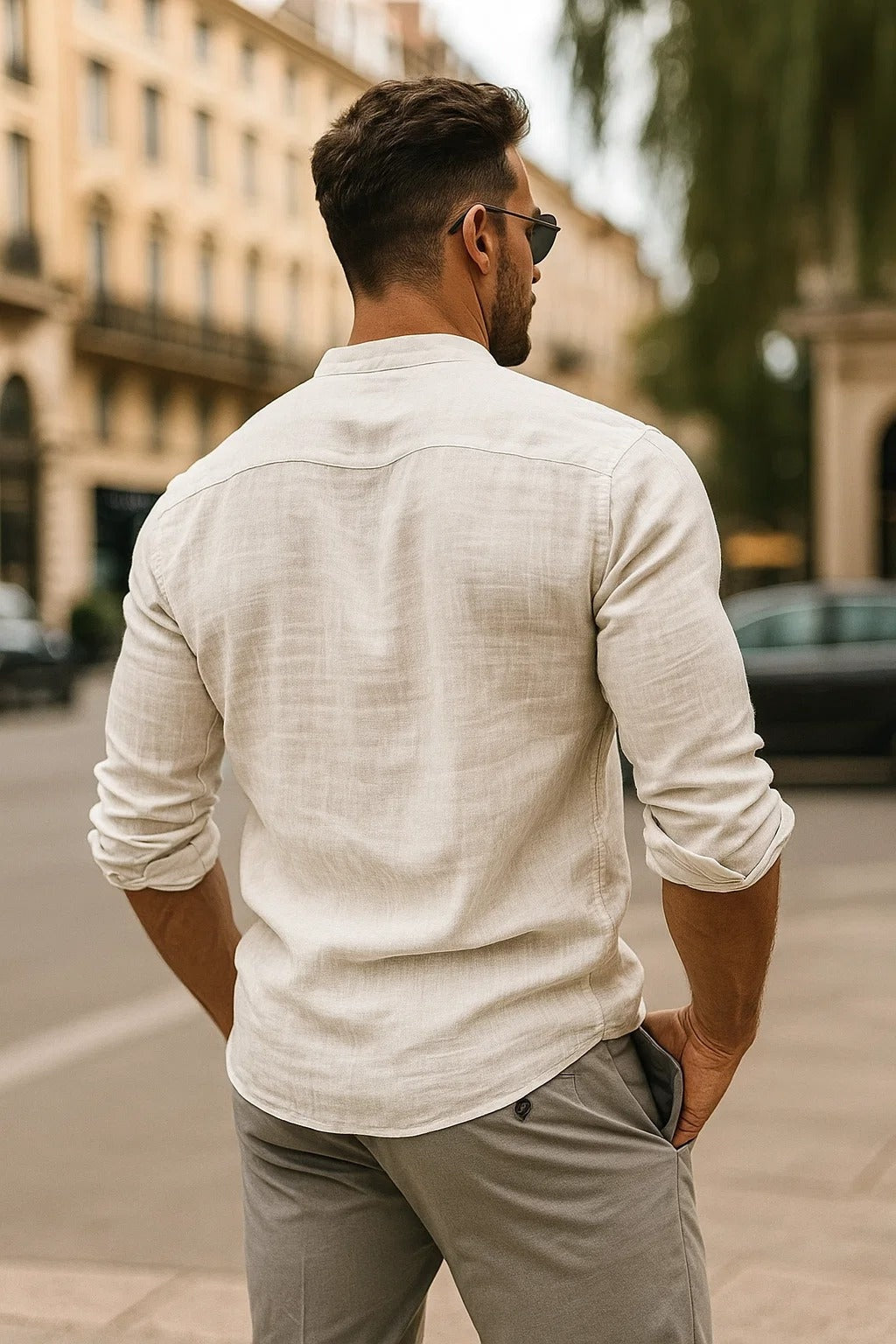 Mao Costero | Camisa de Lino de Manga Larga Hombre Cuello Mao