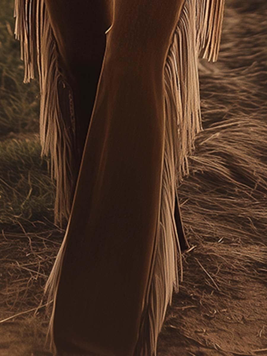 Candela Mujer Vaqueros Flare con Flecos Cintura Alta