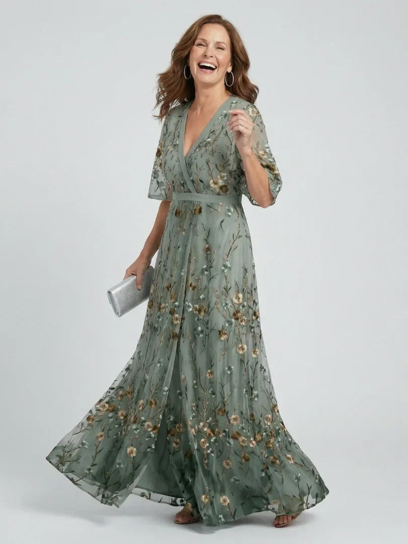 Vestido Largo Halter Estampado Floral Escote V