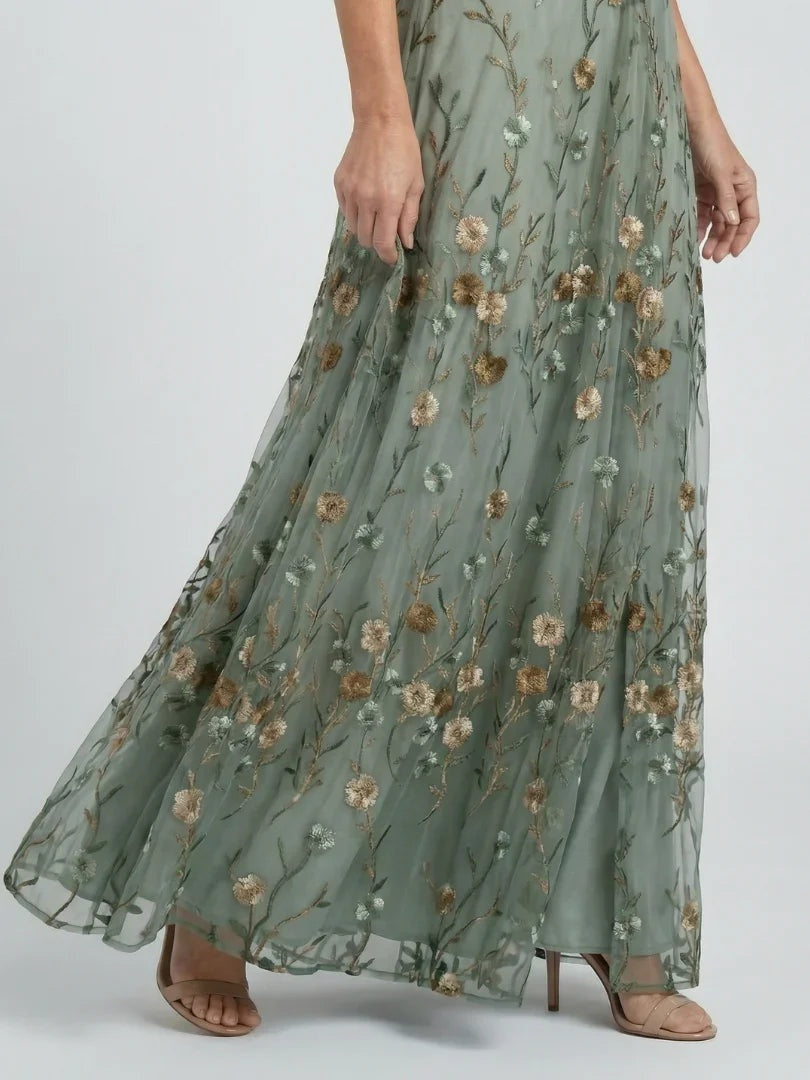 Vestido Largo Halter Estampado Floral Escote V