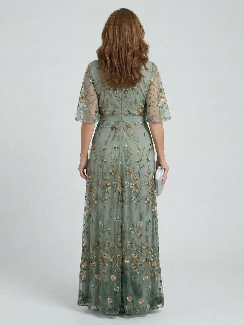Vestido Largo Halter Estampado Floral Escote V