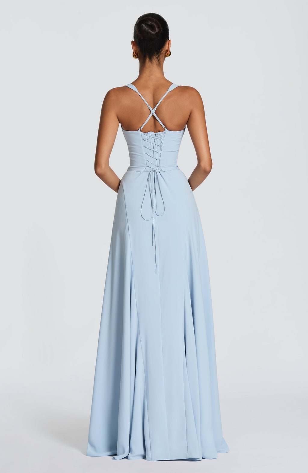 Vestido Largo de Invitada Escote Corazón con Falda Fluida