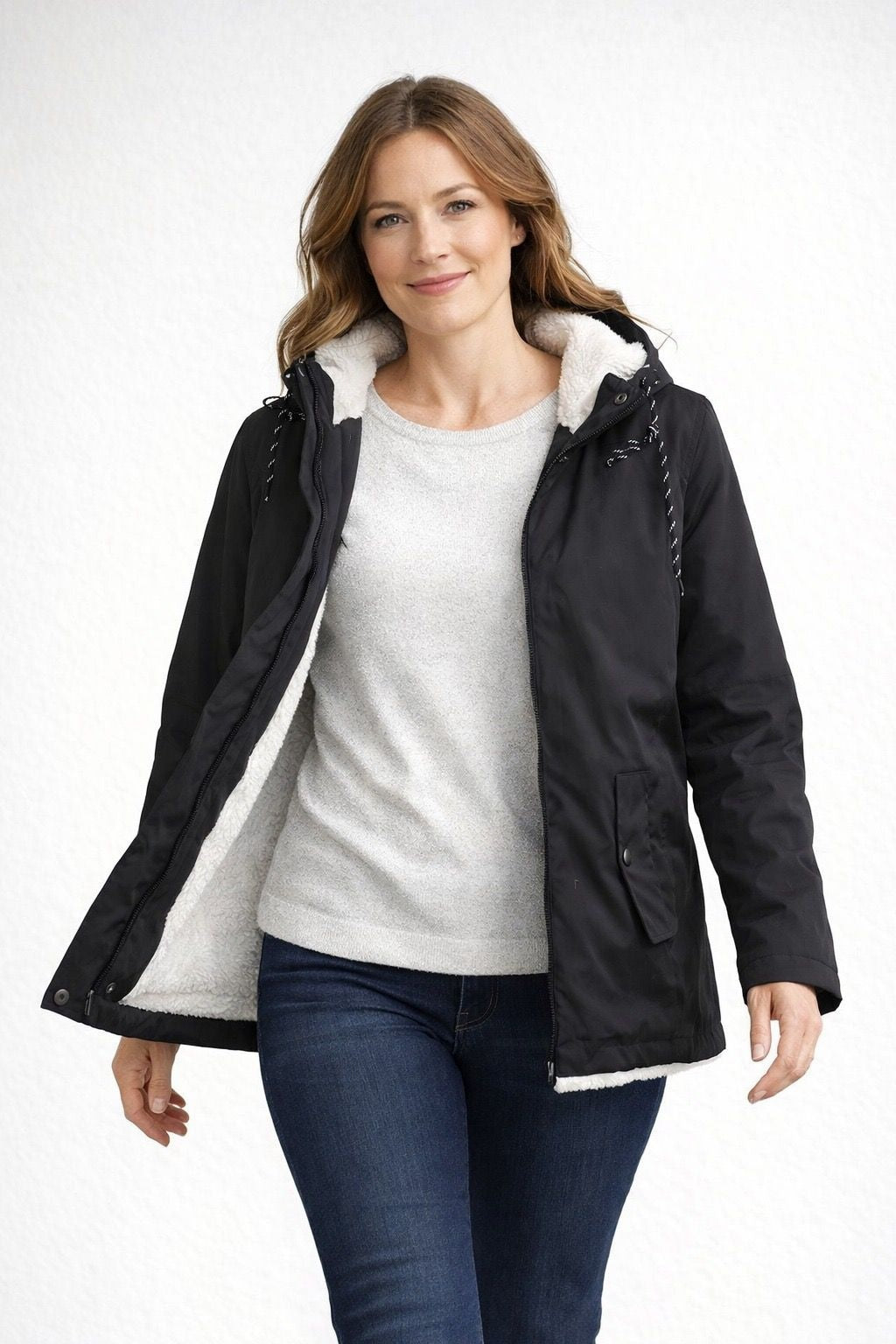 Chaqueta Impermeable con Forro Borreguito para Mujer