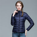 Chaqueta Acolchada de Plumón Ligera Cuello Mao para Mujer