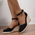 Sandalias de Cuña de Esparto con Plataforma para Mujer