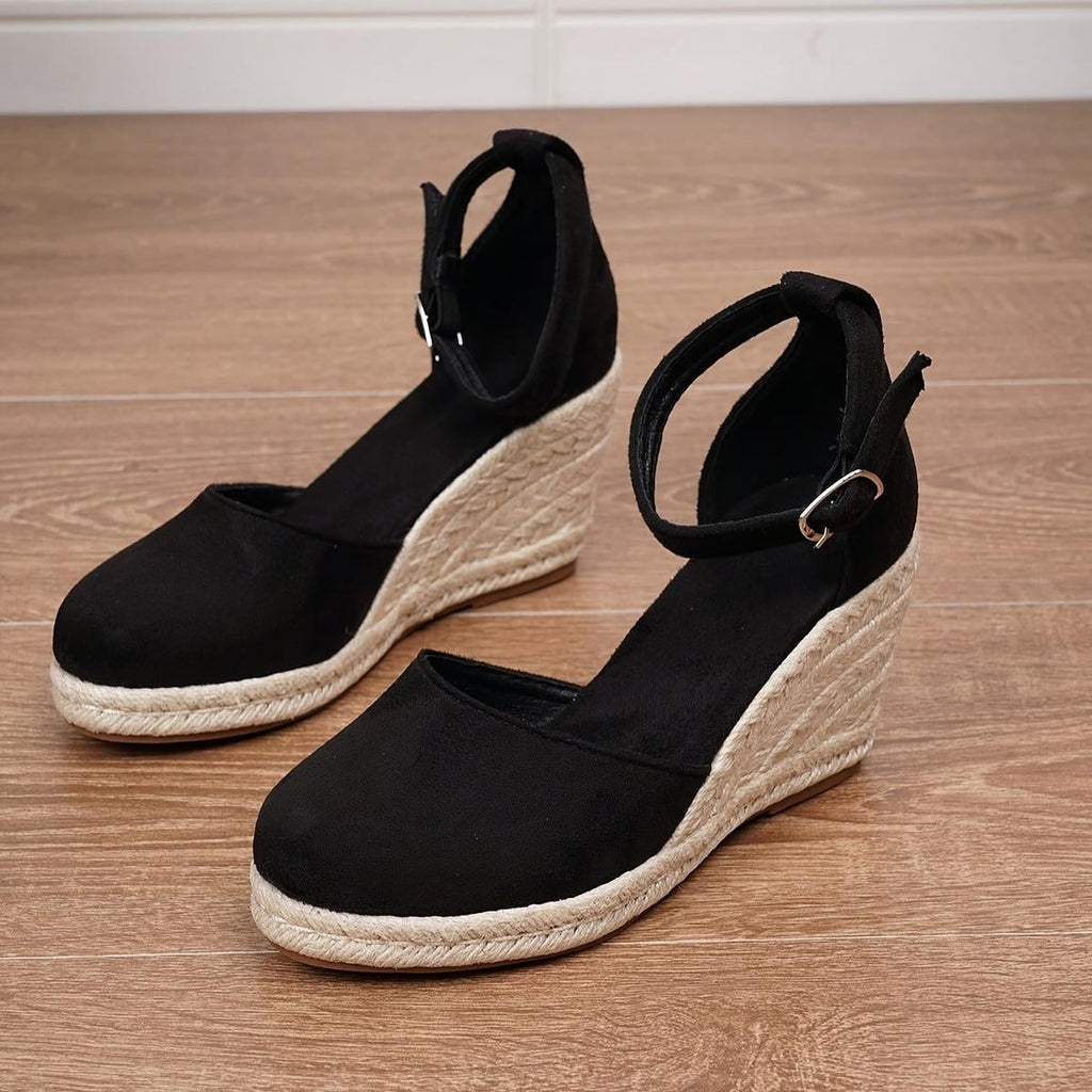 Sandalias de Cuña de Esparto con Plataforma para Mujer