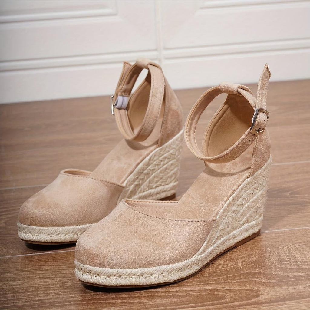 Sandalias de Cuña de Esparto con Plataforma para Mujer