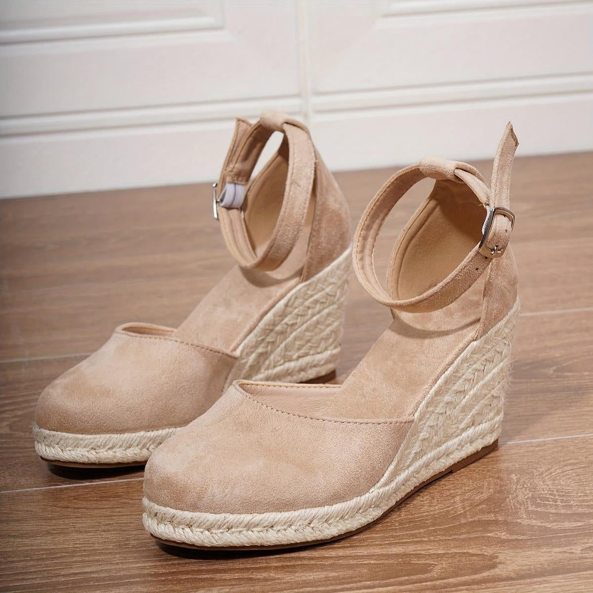 Sandalias de Cuña de Esparto con Plataforma para Mujer