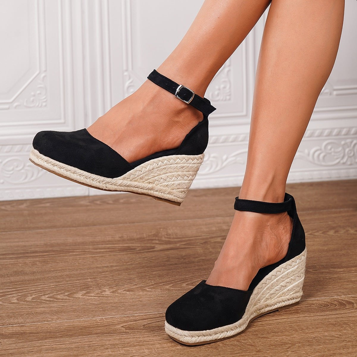 Sandalias de Cuña de Esparto con Plataforma para Mujer