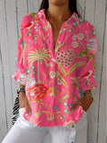 Solterra | Blusa Tropical de Verano Estampada Mujer Escote V
