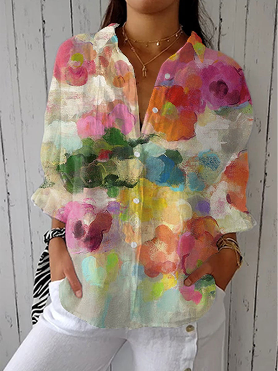 Solterra | Blusa Tropical de Verano Estampada Mujer Escote V