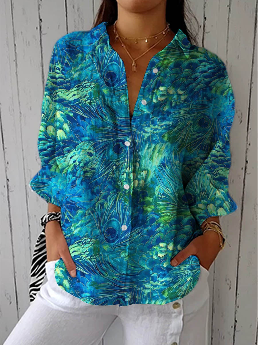 Solterra | Blusa Tropical de Verano Estampada Mujer Escote V