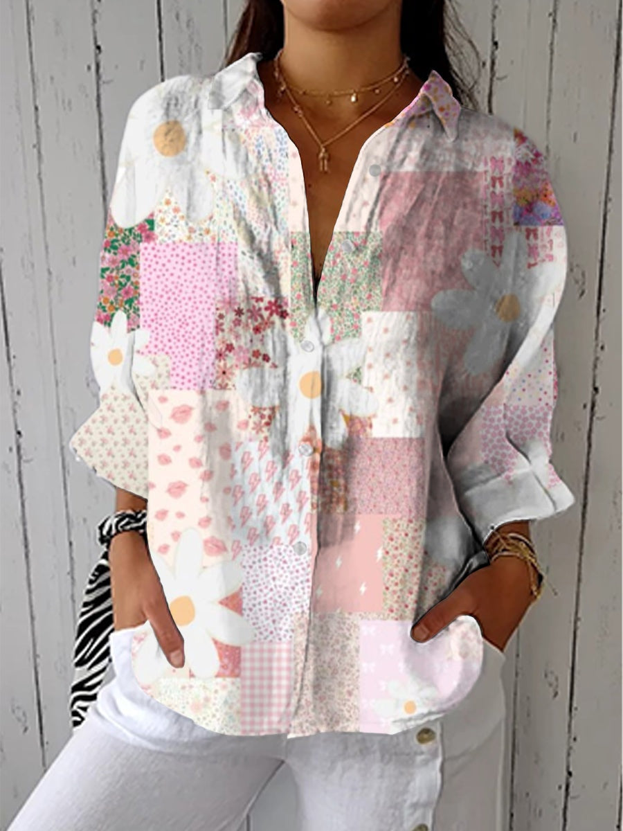 Solterra | Blusa Tropical de Verano Estampada Mujer Escote V
