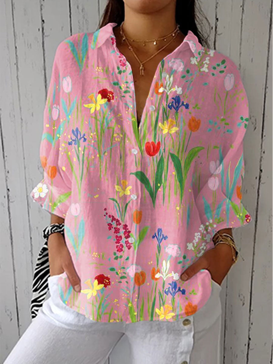 Solterra | Blusa Tropical de Verano Estampada Mujer Escote V