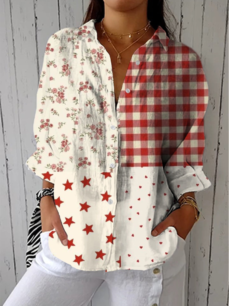 Solterra | Blusa Tropical de Verano Estampada Mujer Escote V