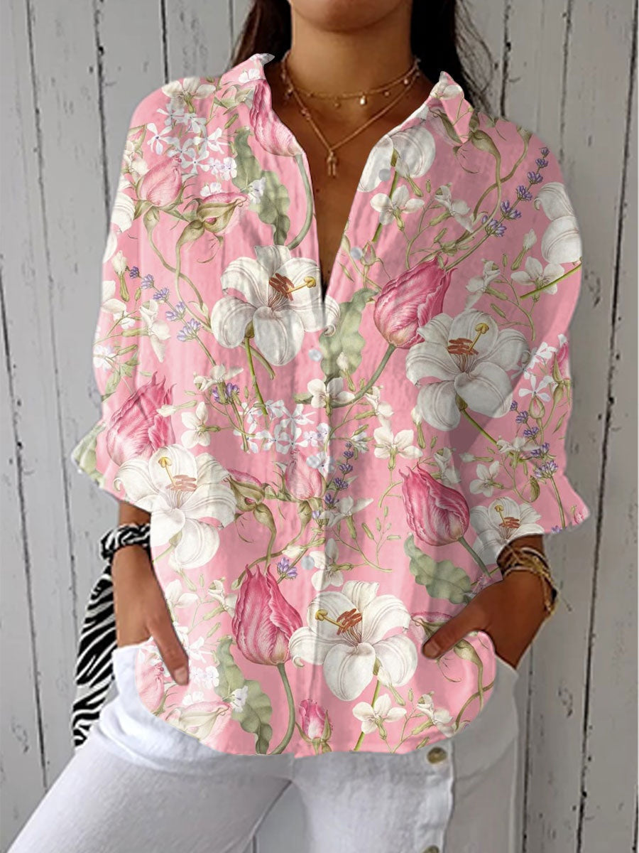 Solterra | Blusa Tropical de Verano Estampada Mujer Escote V