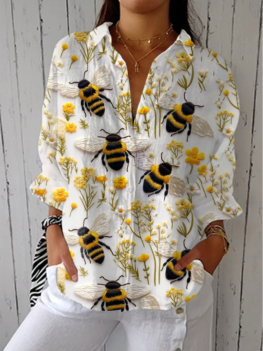 Solterra | Blusa Tropical de Verano Estampada Mujer Escote V