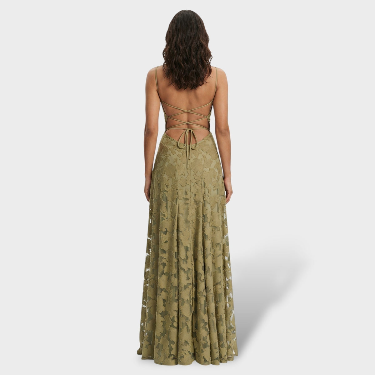 Vestido Largo de Fiesta de Encaje con Espalda Descubierta