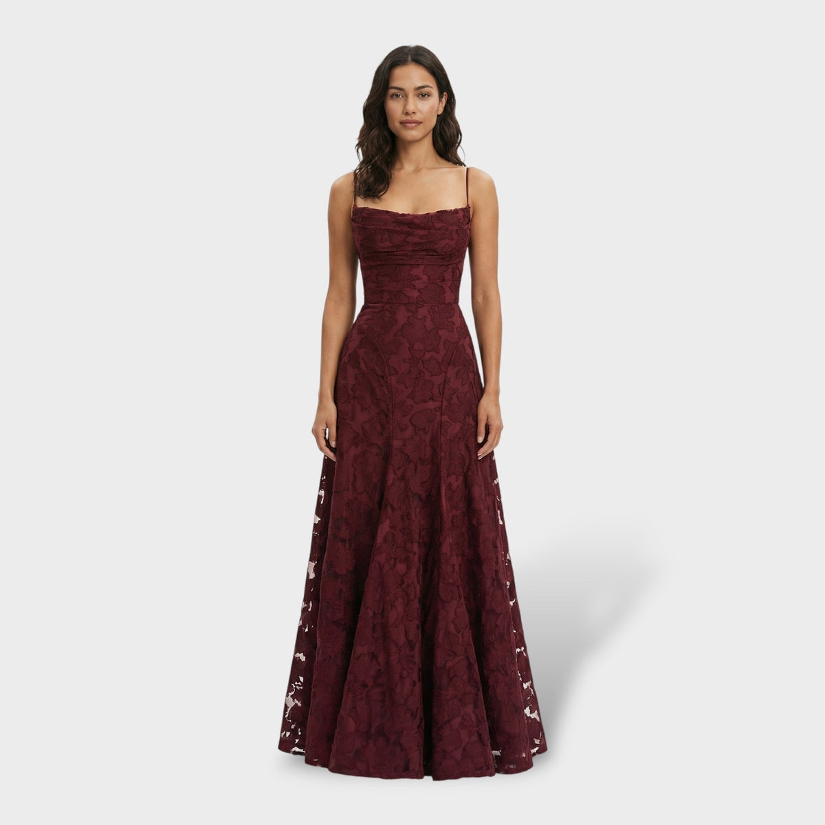 Vestido Largo de Fiesta de Encaje con Espalda Descubierta