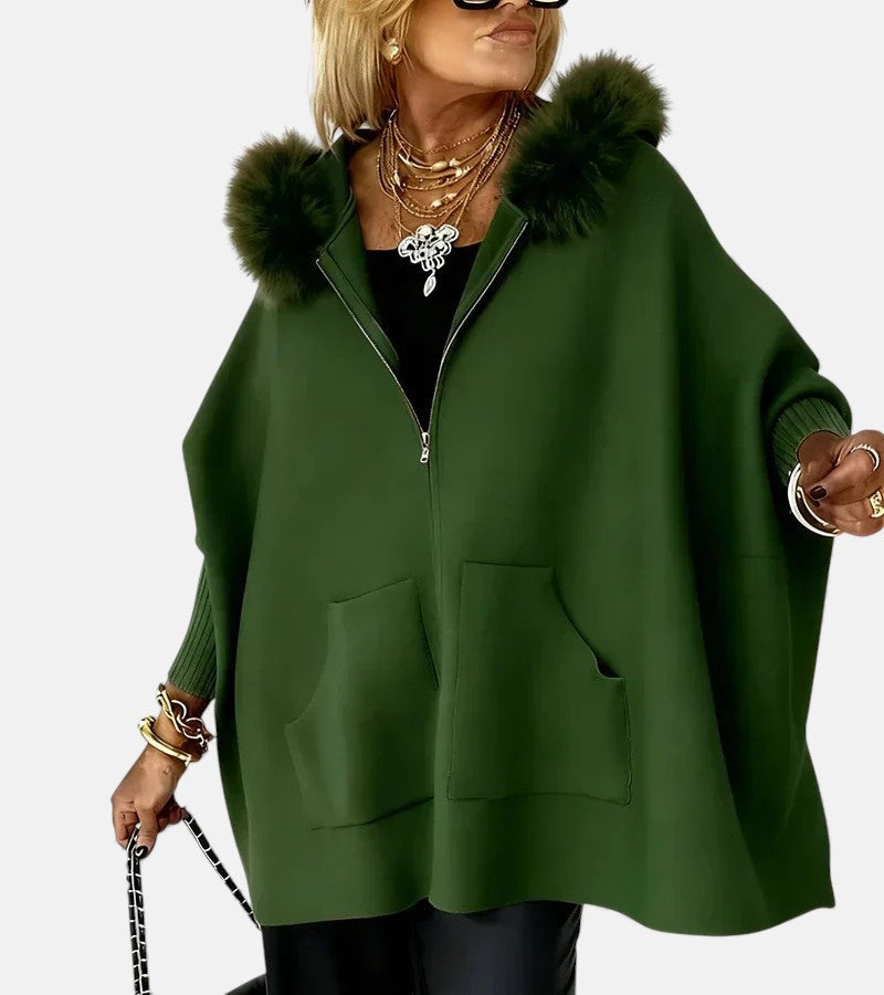 Nube Rayada | Sudadera con Capucha y Cremallera Oversize Mujer Pelo Bolsillos