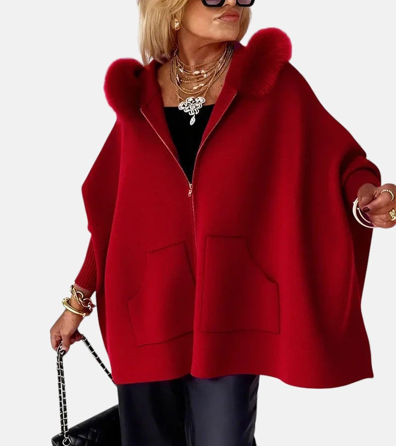 Nube Rayada | Sudadera con Capucha y Cremallera Oversize Mujer Pelo Bolsillos