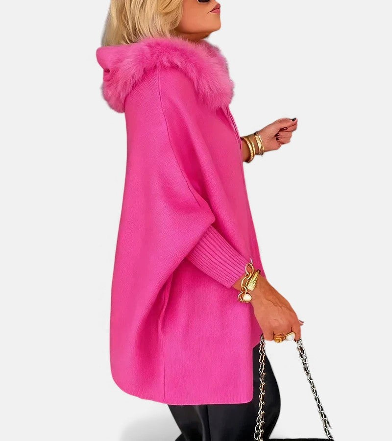 Nube Rayada | Sudadera con Capucha y Cremallera Oversize Mujer Pelo Bolsillos