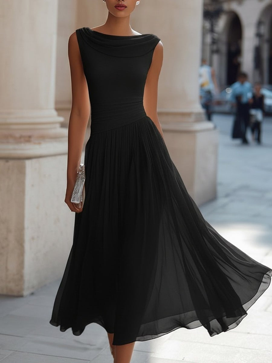 Vestido de Boda de Día Midi Drapeado con Falda Fluida
