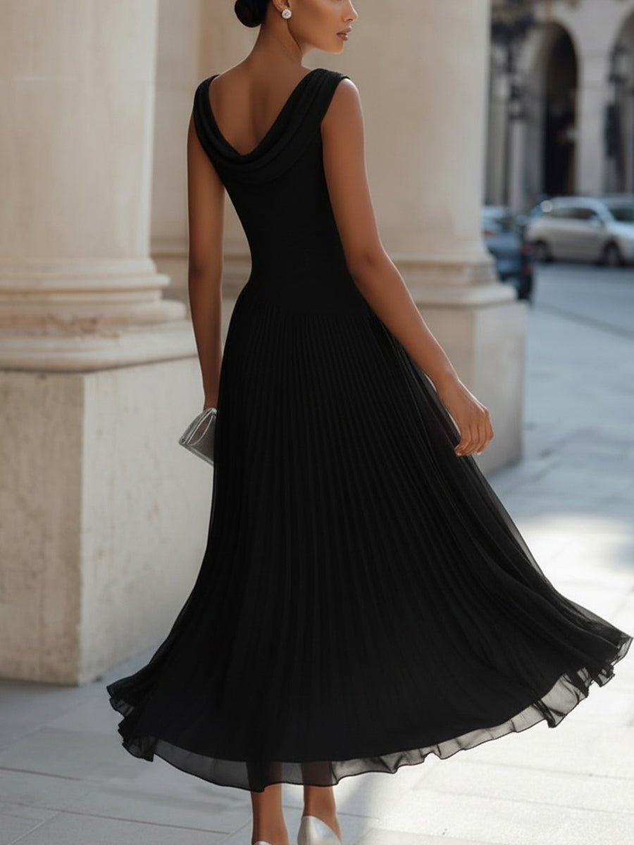 Vestido de Boda de Día Midi Drapeado con Falda Fluida