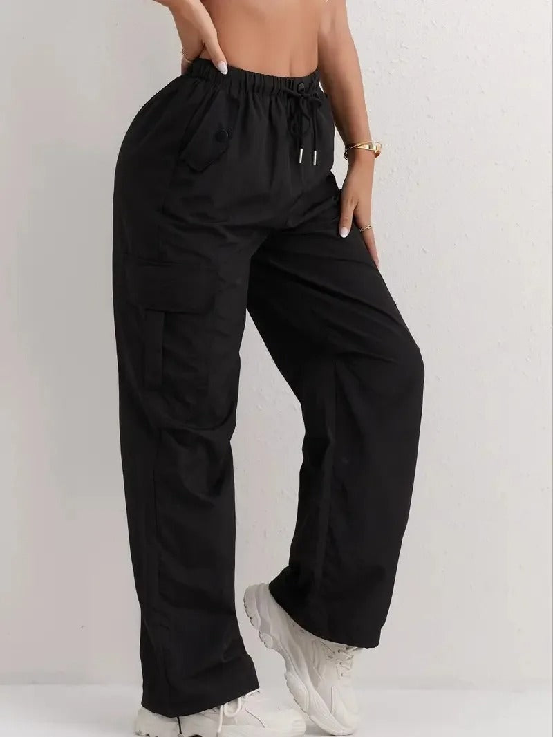 Daniela Mujer Pantalones Cargo Cintura Elástica con Bolsillos