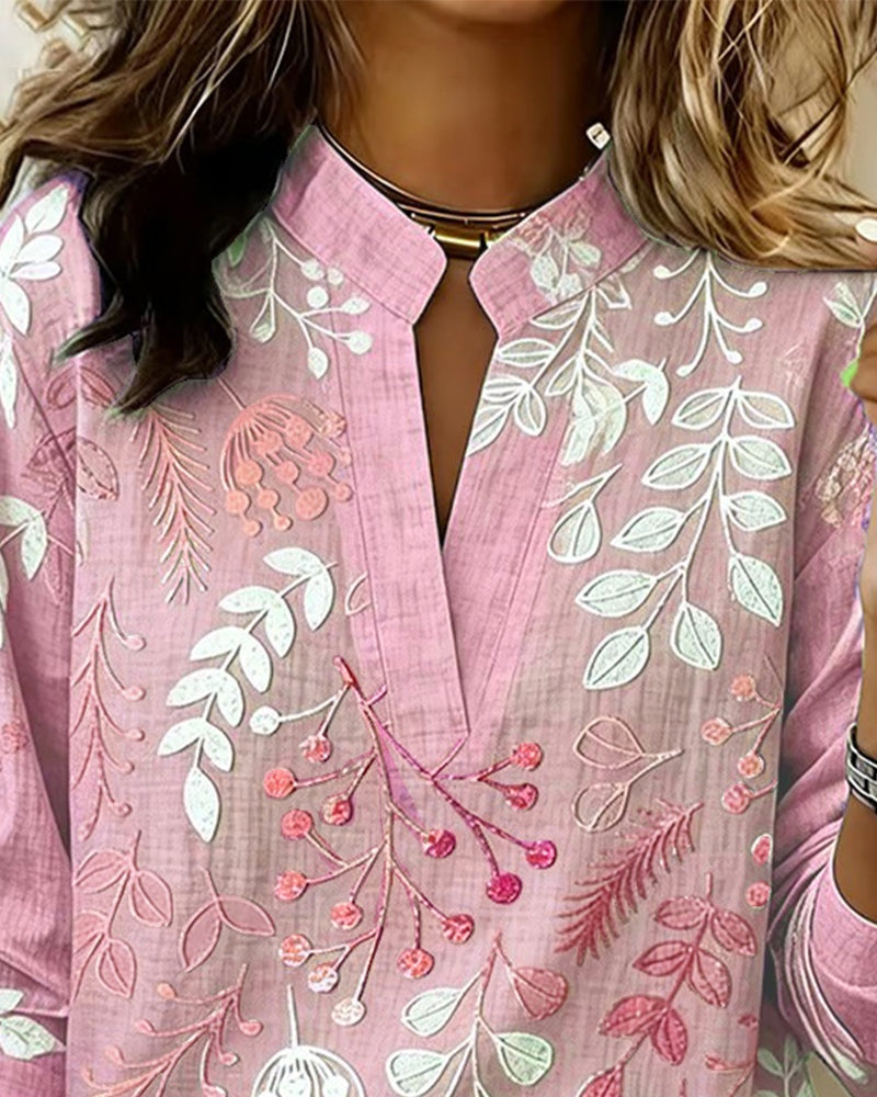 Aurora Silvestre | Blusa Estampada Floral de Manga Larga Mujer Escote V