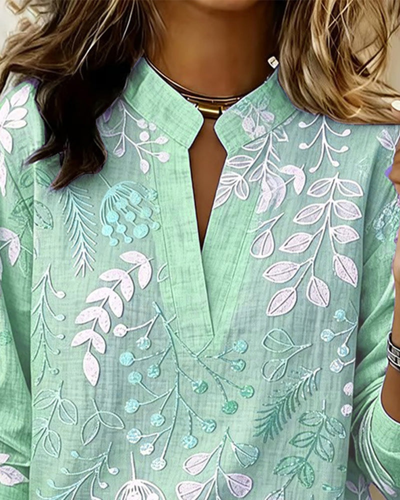 Aurora Silvestre | Blusa Estampada Floral de Manga Larga Mujer Escote V