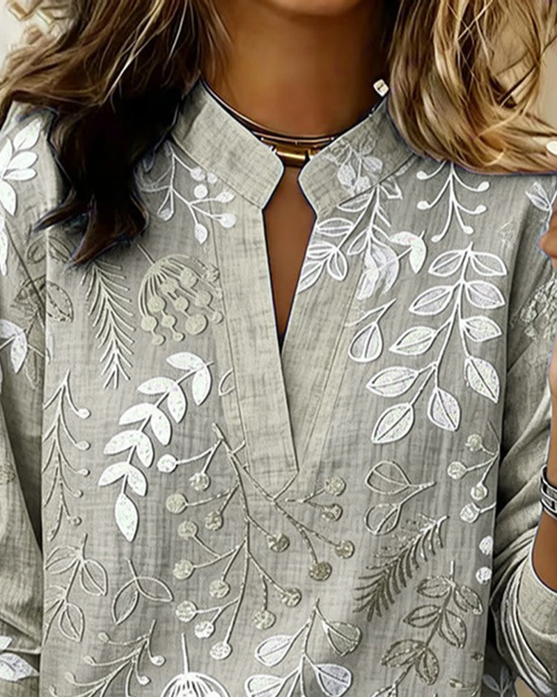 Aurora Silvestre | Blusa Estampada Floral de Manga Larga Mujer Escote V