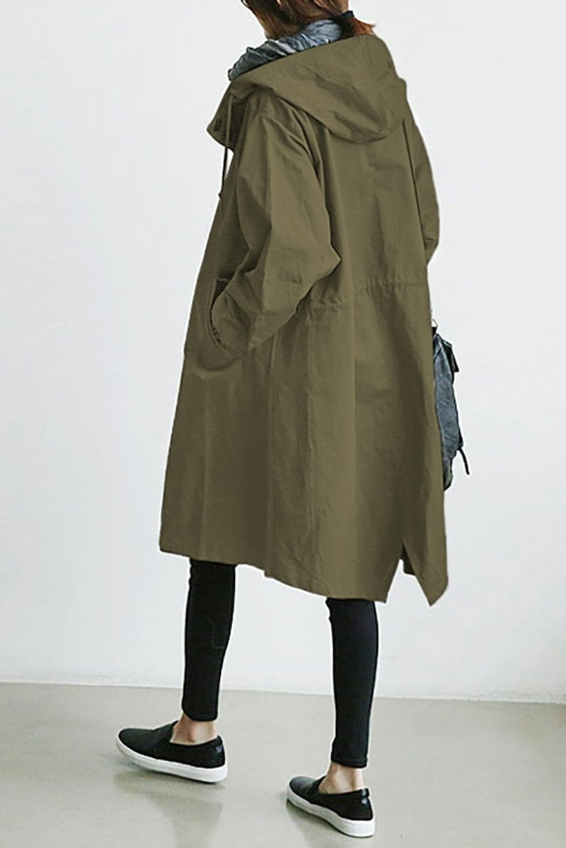 Chaqueta Larga con Capucha Manga 3/4 para Mujer