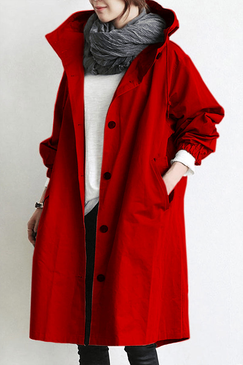 Chaqueta Larga con Capucha Manga 3/4 para Mujer