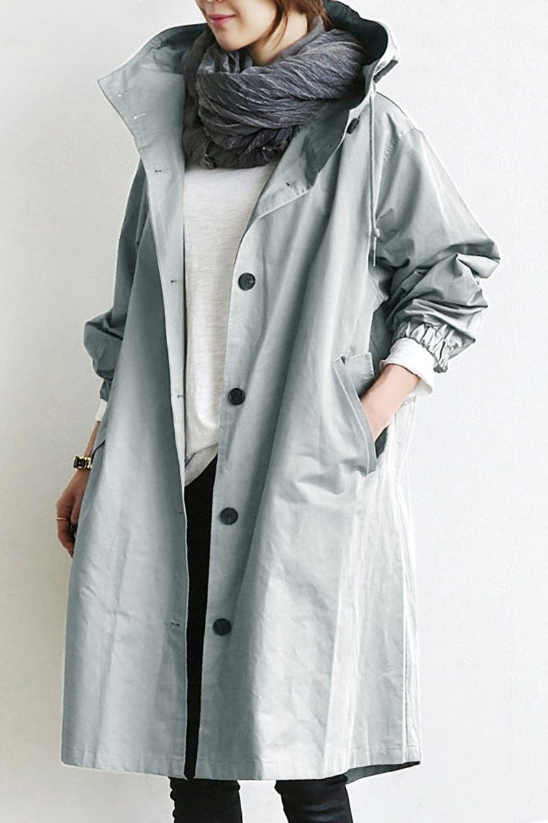 Chaqueta Larga con Capucha Manga 3/4 para Mujer