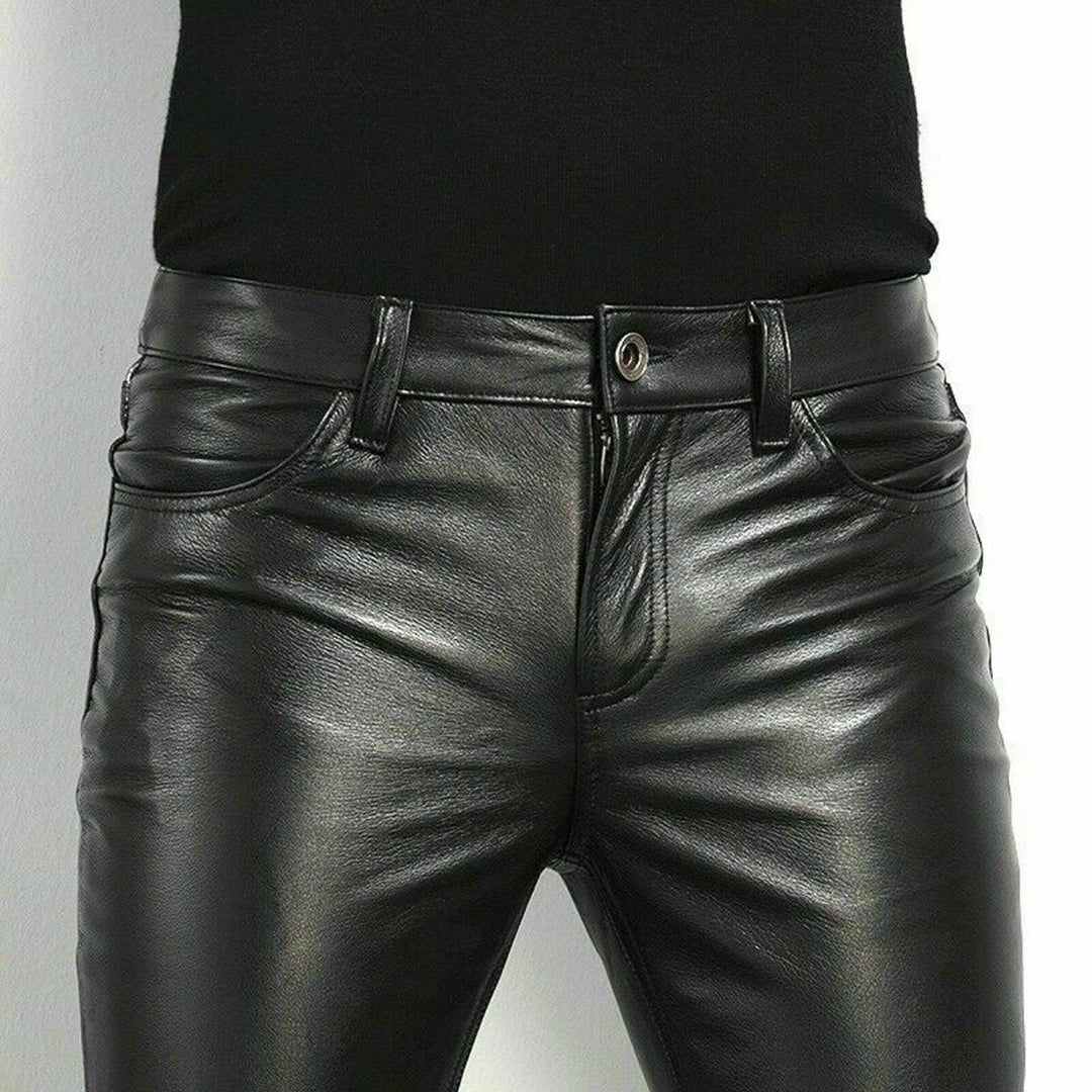 Pantalón de Cuero Ajustado Skinny para Hombre