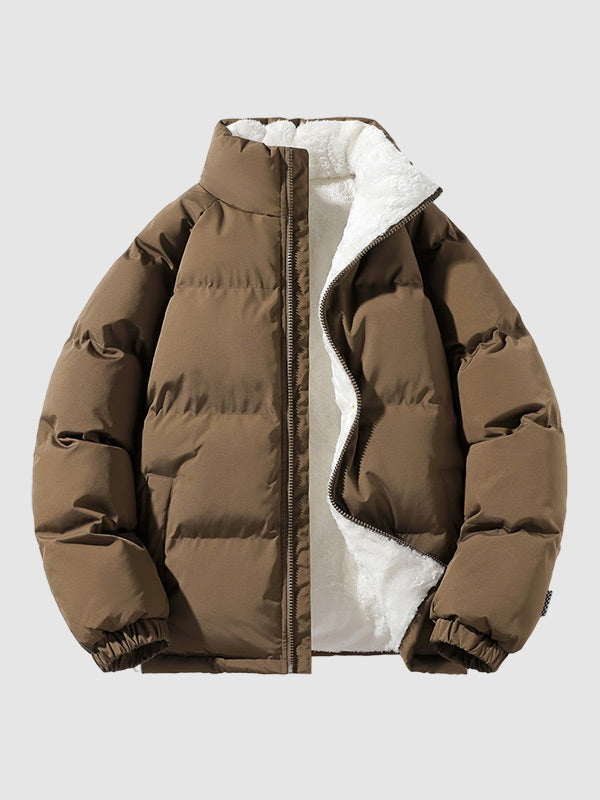 Chaqueta Acolchada Puffer con Forro de Borreguito para Hombre