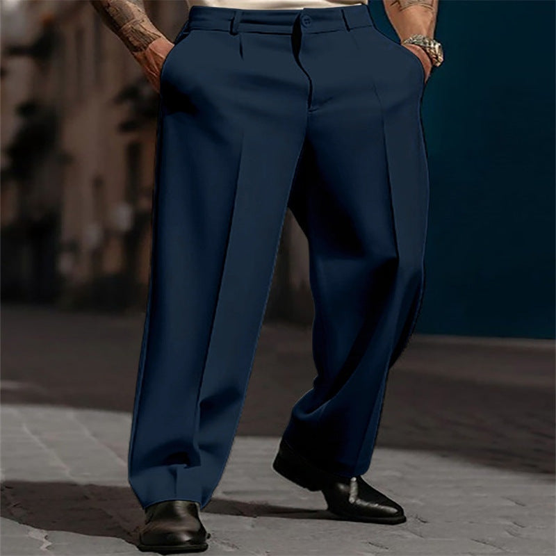 Pantalón de Traje con Pinzas Cintura Alta para Hombre