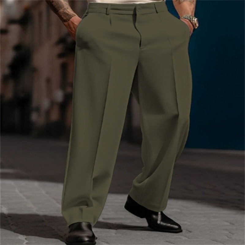 Pantalón de Traje con Pinzas Cintura Alta para Hombre