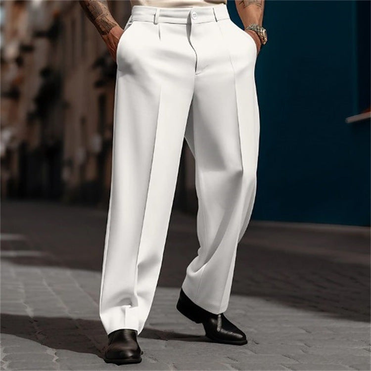 Pantalón de Traje con Pinzas Cintura Alta para Hombre