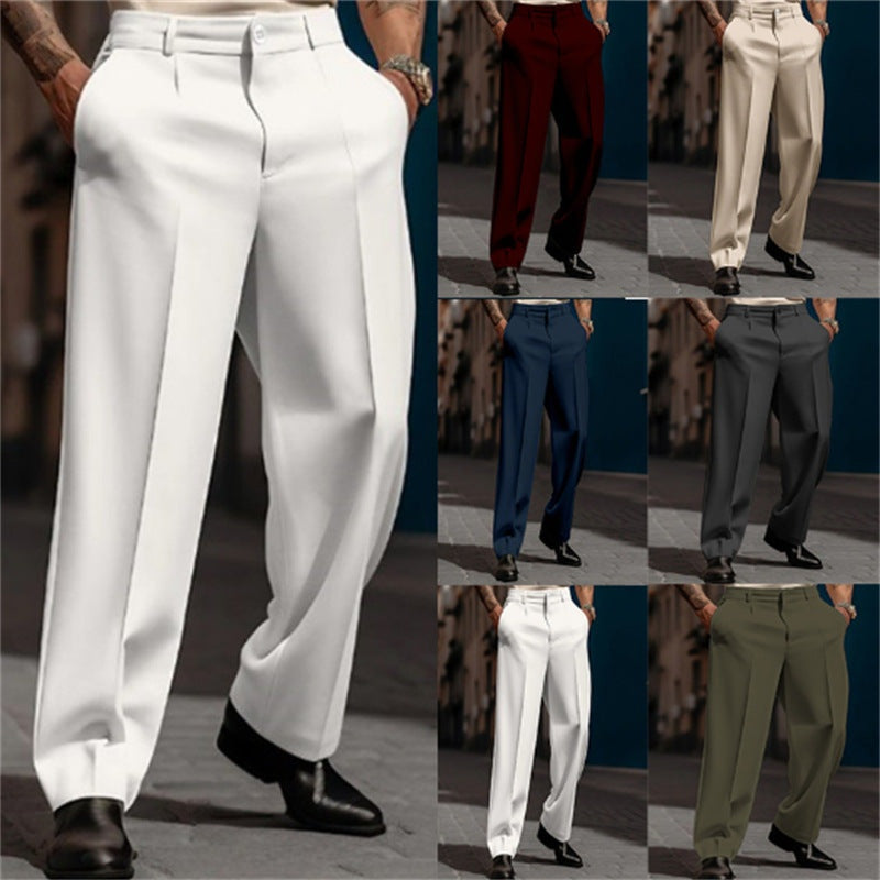 Pantalón de Traje con Pinzas Cintura Alta para Hombre