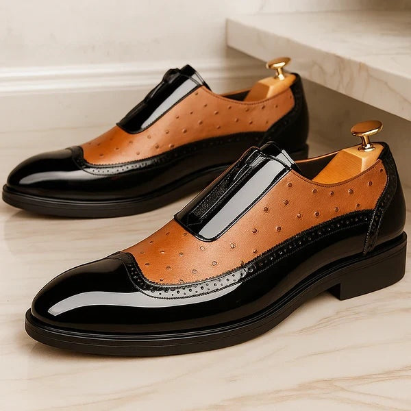 Emilio | Zapatos Oxford de Cuero Textura Avestruz con Cremallera para Hombre